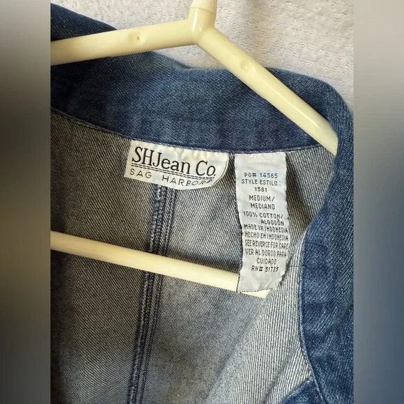 Vintage 90s Sag Harbor size medium oversized blue denim barn jacket - Picture 2 of 7